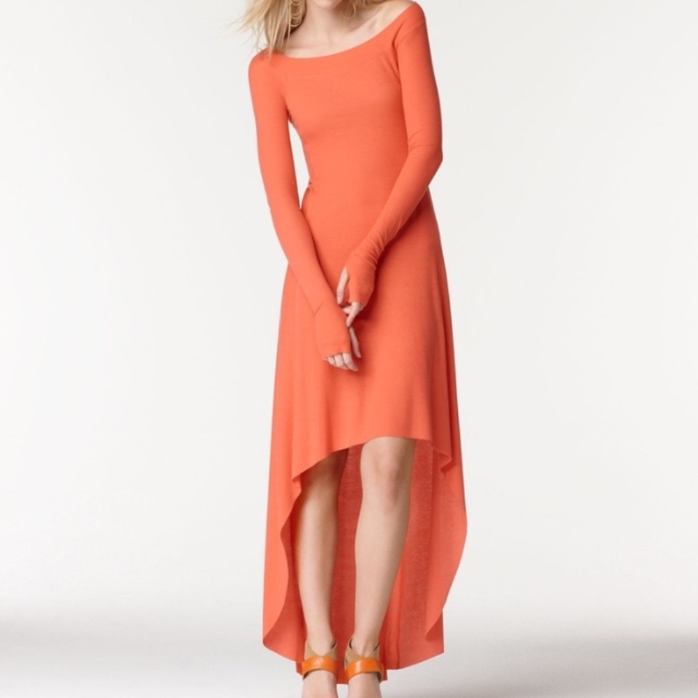 Long peach dress